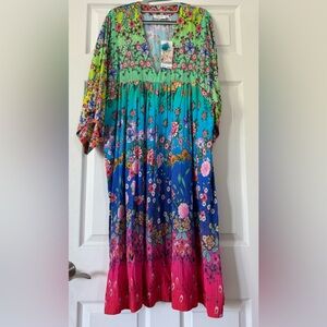 $238 NWT Johnny Was Rainbow Easy Cover-Up Dress Sz M